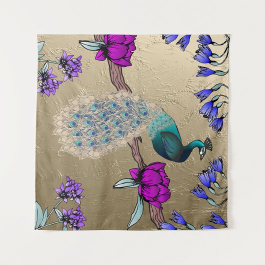 pauw in goud wandkleed (Voorkant (horizontaal))