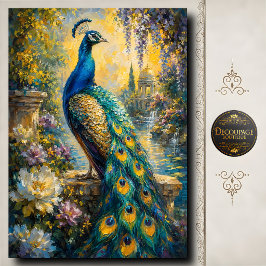 Pauw in Gouden Tuin Decoupage Tissuepapier