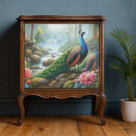 Pauw in regenwoud decoupage tissuepapier