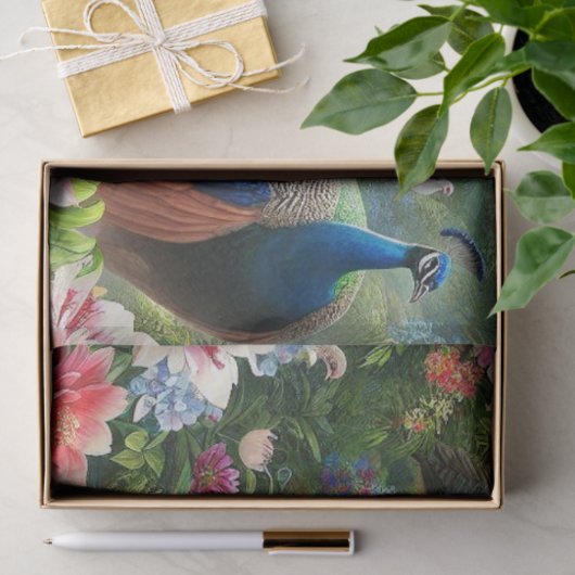 Pauw in regenwoud decoupage vloeipapier tissuepapier (Geschenk)