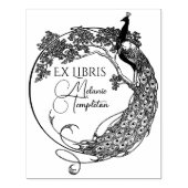 Pauw in ronde frame Art Nouveau Ex Libris Naam Rubberstempel (Afrduk)