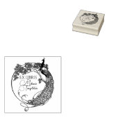 Pauw in ronde lijst Art Nouveau Ex Libris Naam Rubberstempel (Gestempeld)