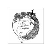 Pauw in ronde lijst Art Nouveau Ex Libris Naam Rubberstempel (Afrduk)