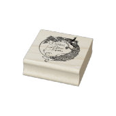 Pauw in ronde lijst Art Nouveau Ex Libris Naam Rubberstempel (Stempel)