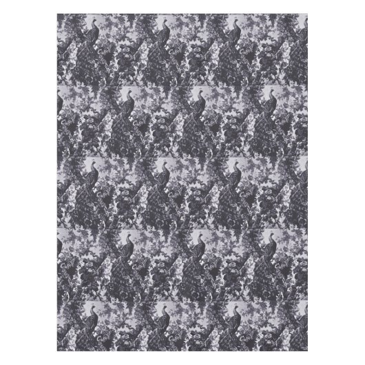 Pauw in Roos Tuin Blauw Patroon Tafelkleed (Voorkant)