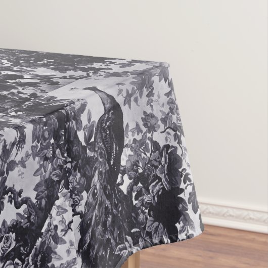 Pauw in Roos Tuin Blauw Patroon Tafelkleed (Voorbeeld)