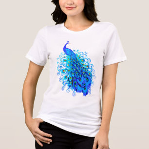 Pauw in turquoise en kobaltblauw Tri-Blend shirt