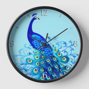 Pauw in turquoise, kobaltblauw en aqua