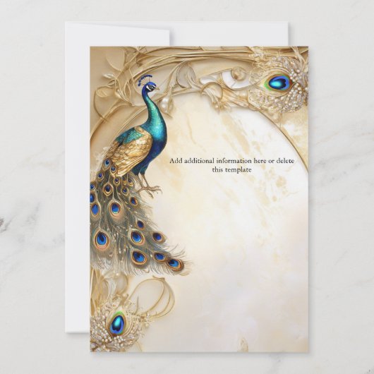 Pauw iriserende veren art nouveau kaart (Achterkant)