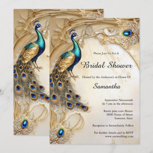 Pauw iriserende veren  art nouveau kaart (Voorkant / Achterkant)