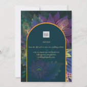 Pauw Juweel Tinten Groen Blauw Trouwdag Kaart (Achterkant)