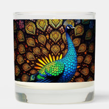 Pauw kaars met Glas in lood look