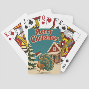 Pauw Kerstmis Rode Cottage Dier Pokerkaarten