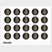Pauw Kleur Bloemblaadjes Hamsa Groen Derde Oog Ronde Sticker (Vel)
