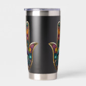 Pauw Kleuren Hamsa met Gouden Derde Oog Geïsoleerde Drinkbeker (Rechts)