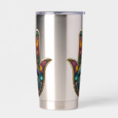 Pauw Kleuren Hamsa met Gouden Derde Oog Geïsoleerde Drinkbeker (Links)