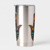 Pauw Kleuren Hamsa met Gouden Derde Oog Geïsoleerde Drinkbeker (Rechts)