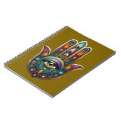 Pauw Kleuren Hamsa met Gouden Derde Oog Notitieboek (Linkerzijde)