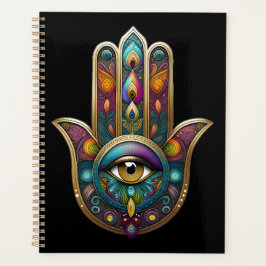 Pauw Kleuren Hamsa met Gouden Derde Oog Planner