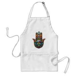 Pauw Kleuren Hamsa met Gouden Derde Oog Standaard Schort