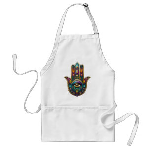 Pauw Kleuren Hamsa met Gouden Derde Oog Standaard Schort