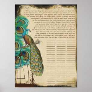 Pauw Kooi Vogelprint Kwaker Huwelijkscertificaat Poster