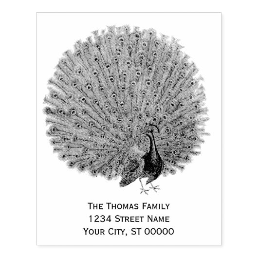 Pauw laat zijn veren zien Retouradres Rubberstempel (Afrduk)