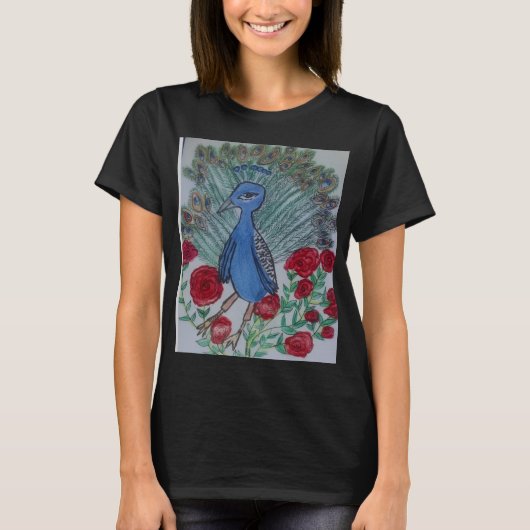 Pauw liefde roos t-shirt (Voorkant)