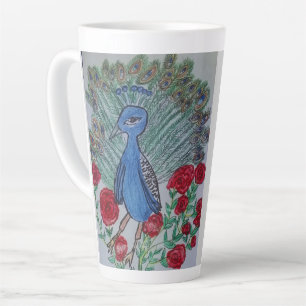 Pauw liefde roos tekening latte mok