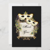 Pauw Maskerade Maskerade Bal - Mardi Gras Feest Kaart (Achterkant)