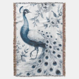 Pauw met blauwe bloemen deken