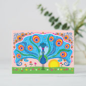 Pauw met Bloemen (Staand voorkant)
