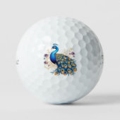 Pauw Met Paarse Bloemen Golfballen (Voorkant)