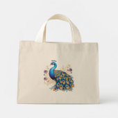 Pauw Met Paarse Bloemen Mini Tote Bag (Achterkant)