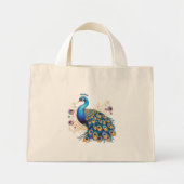 Pauw Met Paarse Bloemen Mini Tote Bag (Voorkant)