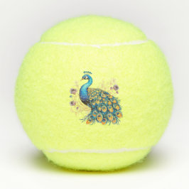 Pauw Met Paarse Bloemen Tennisballen
