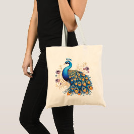 Pauw Met Paarse Bloemen Tote Bag