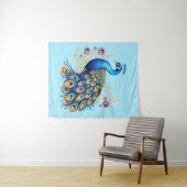 Pauw met paarse bloemen wandkleed (In Situ (horizontaal))