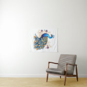 Pauw Met Paarse Bloemen Wandkleed (In Situ (horizontaal))