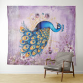 Pauw Met Paarse Bloemen Wandkleed (In Situ (horizontaal))