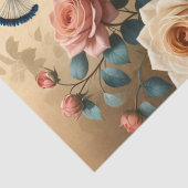 Pauw met perzik en roze rozen Decoupage Tissuepapier (Detail)