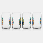 Pauw Met Perzikrozen Blikvorm Glas (Links)