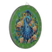 Pauw Met Perzikrozen Dartbord (Voorkant Links)