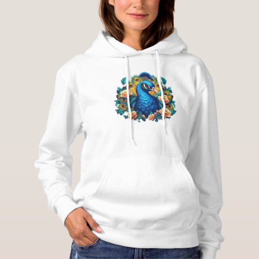 Pauw Met Perzikrozen Hoodie (Voorkant)