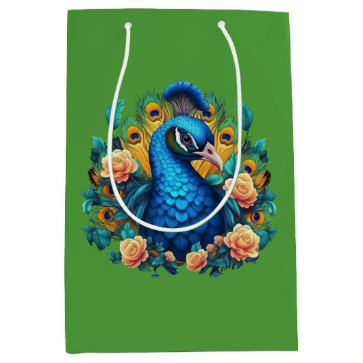 Pauw Met Perzikrozen Medium Cadeauzakje (Voorkant)