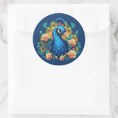 Pauw Met Perzikrozen Ronde Sticker (Tas)