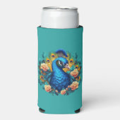 Pauw met perzikrozen seltzer blikjeskoeler (Seltzer Voorkant)