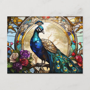 Pauw met rozen Abstracte Illustratie  Briefkaart