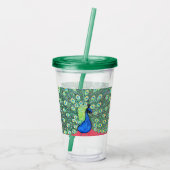 Pauw met uitgespreide staart schilderen acryl drinkbeker (Achterkant)