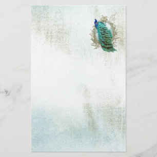 pauw mooie turkooise  shabbyvogel briefpapier